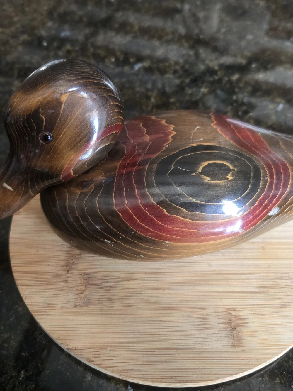 Bundy & Co Wooden Duck Decoy in Brown and Red